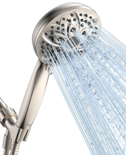 JDO Handheld Shower Head, 6 Spray Settings, Brushed Nickel Finish - color: Brushed Nickel, style: 6 Modes