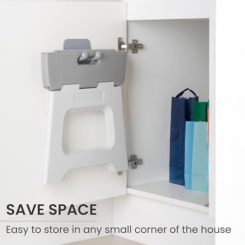 Vigar Compact Foldable Step Stool, 9-Inch, Gray - color: Gray, size: 9-Inches
