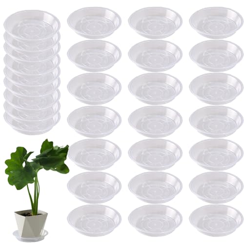 30 Pack Clear Plant Saucer 4.7 Inches Plastic Drip Trays to Catch Water - size: 4.7 Inch