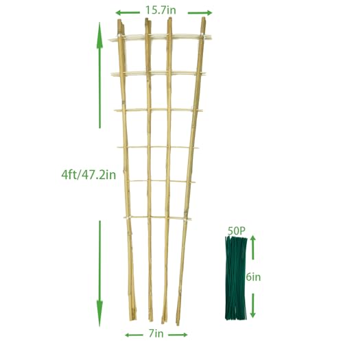 Natural BambooTrellis,4.8Feet,3Pack,GUANGYE,Fan-Shaped Plant SupportTrellis - style: 4.8Feet,3Pack