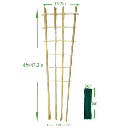 Natural BambooTrellis,4.8Feet,3Pack,GUANGYE,Fan-Shaped Plant SupportTrellis - style: 4.8Feet,3Pack