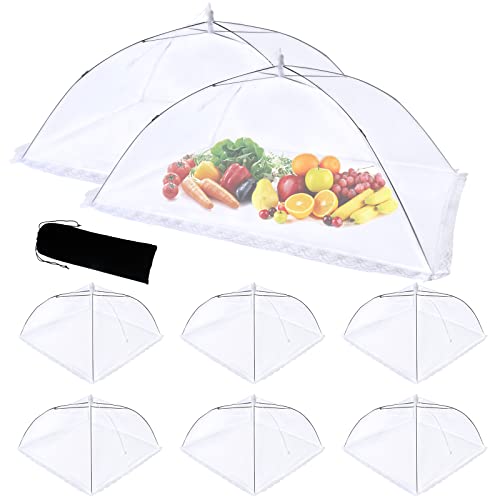 ZMCINER 8 Pack Food Tents Food Covers for Outside Mesh Screen Include 2 Extra Large (40"X 24") & 6 Standard (17"X 17") Collapsible and Reusable Mesh Food Covers for Outdoors, Fruit Cover - size: 8 PACK (2*XXL+6*L)