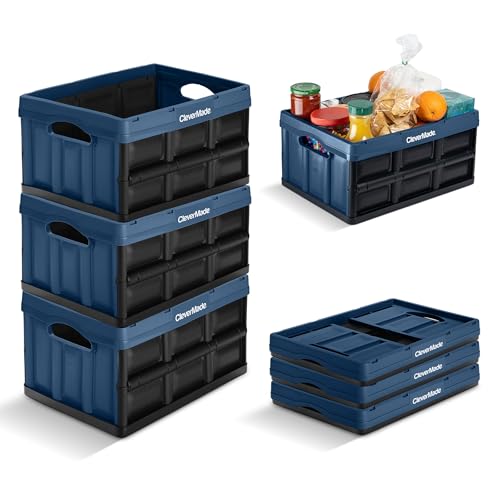 CleverMade Collapsible Storage Bins, 32L 3 Pack, 66 lb Stackable, Ocean - color: Ocean, size: 32l - 3 Pack