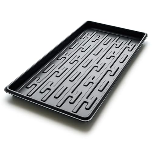 RooTrimmer Shallow 1020 Nursery Flat Trays Specialized for Holding & Carrying 200 Cell Plug Seedling Trays (Height is 1.3"),Microgreen Germination Trays,10 Pack, No Holes (YB01, 10Pcs) - size: YB01-10P-Black