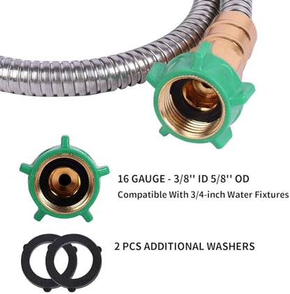 Metal Short Garden Hose 2 ft, Flexible Stainless Steel Garden Hose 2 ft Lightweight Water Hose with Brass Fittings (2 Feet) - size: 2 Feet