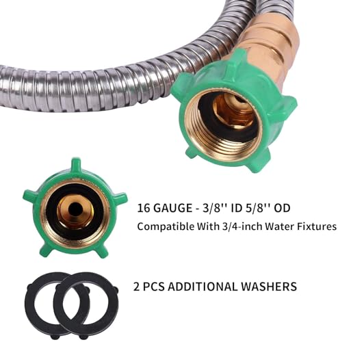 Metal Short Garden Hose 2 ft, Flexible Stainless Steel Garden Hose 2 ft Lightweight Water Hose with Brass Fittings (2 Feet) - size: 2 Feet