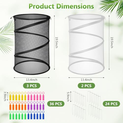 5 Pack Pop Up Plant Cover, Fine Mesh Insect Barrier with Stakes & Labels