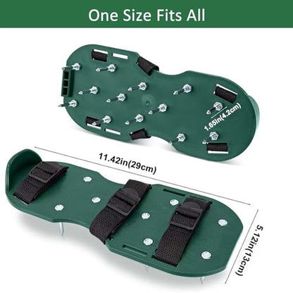Lawn Aerator Shoes with Adjustable Straps for Grass, Heavy Duty Spiked Aerating Sandals for Yard Patio Lawn Garden, Aerator Lawn Tool or Screed Shoes, One Size Fits All, Black Green Epoxy Shoes