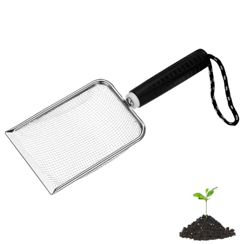 M METERXITY 1-Pack Gardening Soil Sifter, 2.8 mm Mesh Stainless Steel Portable Gardening Sifter with Soft Handle for Sand/Dirt/Rock Compost [White, Black] - color: White, Black, size: 2.8X2.8mm