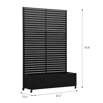 Metal Raised Garden Bed with Trellis, 71"x47"x16" (Black-Louvered) - color: Black-louvered, size: 71"x47"x16"