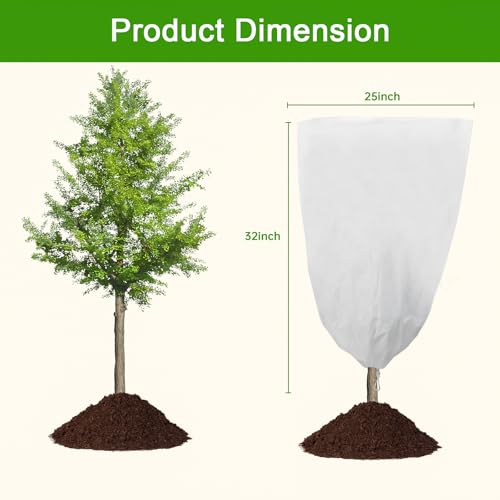 YDSL 3 Pack Plant Covers Freeze Protection, 25"×32" 1.77oz/yd² Plant Frost Covers for Outdoor Plants Shrub Potted Plants Use, Winter Cloth Plant Tree Cover with Drawstring for Cold Weather - size: 3 Pack 25"W×32"H