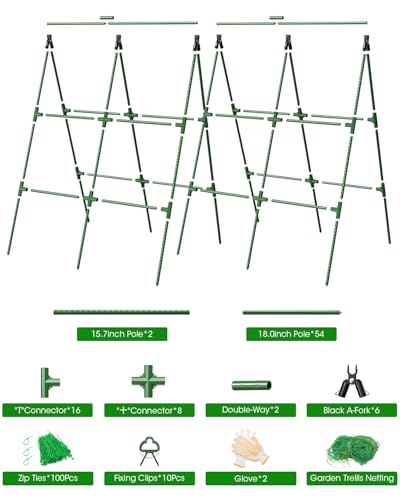 MYMULIKE 2 Pack Cucumber Trellis, Garden Trellis for Climbing Plants Outdoor, A-Frame Cucumber Trellis for Raised Bed, Plant Grow Support for Tomato, Squash, Vegetable, Flower(33"x47"x2Pcs)