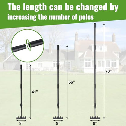 Weeding Rake for Gardening, 70 Inch Weed Puller Tool with Long Handle for Weeding Loosening Soil Cultivating Heavy Duty Metal 6 Tines Weeder for Backyard, Lawn, Garden Beds - size: 6tines