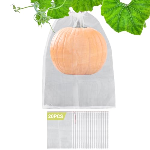 Mesh Fruit Tree Bags, 20 Pack 27 x 19 inch Plants Protection Netting Bags with Drawstring, Insect Bird Bug Barrier Net Cover for Garden Flower Bananas Vegetables Fruits Tree Shrub - size: 27"x19"/Pack of 20