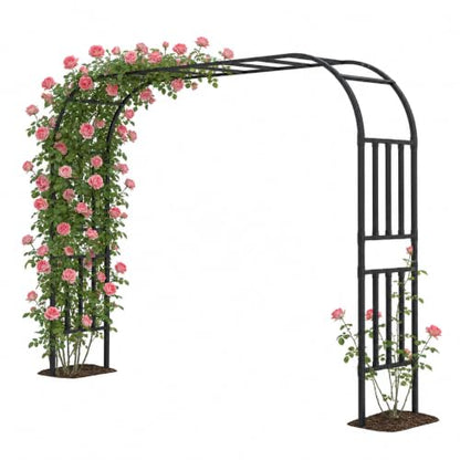 Square Tube Garden Arch Trellis for Climbing Plants 8.2ft Tall Metal Arbor - color: 126 inch Length - Black