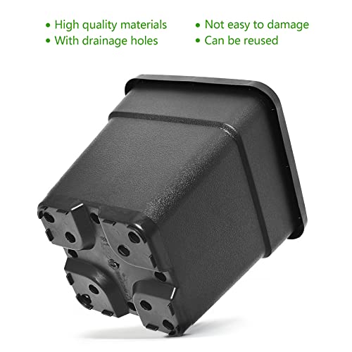 HOSTIC 1.4 Gallon Square Nursery Pots Flexible Plastic Pots for Plants Gallon Pot with Drainage Holes 10 Pcs - color: Black, size: 2 Gallon-10Pcs
