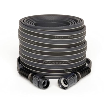 FITT Force Pro Water Hose, Lightweight Ultra Flexible Durable Kink-Free Heavy-Duty Commercial Grade Flat Garden Hose, Grey and Blue, 150-Feet x 5/8-Inch - size: 5/8" 150ft