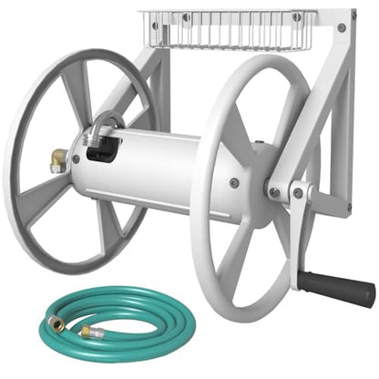Artigarden Triangle Wall Mounted Garden Hose Reel Outdoor Hose Holder White - color: White