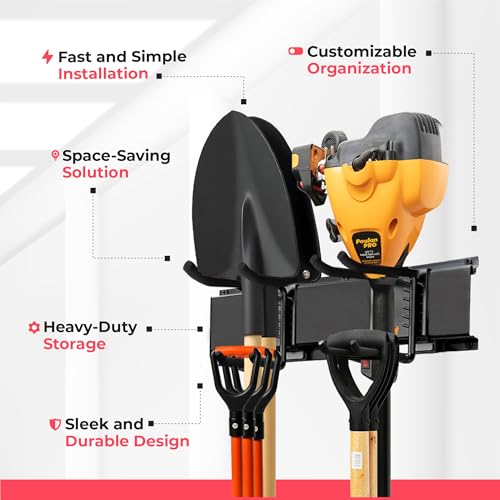 TIDYME Garage Wall Organizer, Shovel Holder Wall Mount, 96" Double Hooks - size: 96", style: Double Hooks