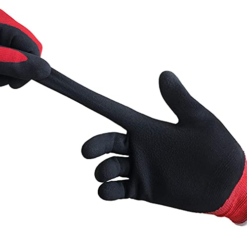 COOLJOB 6 Pairs Gardening Gloves for Men, Breathable Rubber Coated, Xlarge - color: Black & Red (Latex), size: X-Large (Pack of 6)