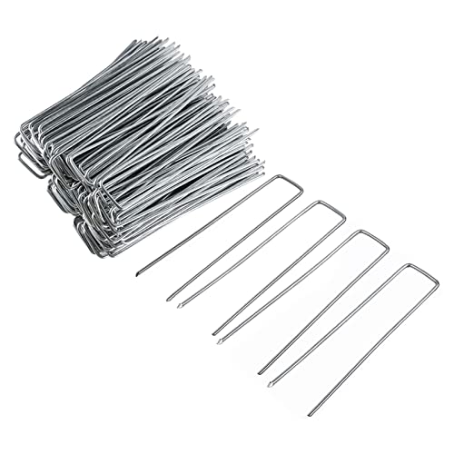 FEED GARDEN Galvanized Landscape Staples 10 Inch 50 Pack 11 Gauge Anti-Rust Garden Stakes Landscaping Fabric SOD Pins Yard Stakes for Weed Barrier Fabric (JC-DD-10IN-50) - size: 10 Inch