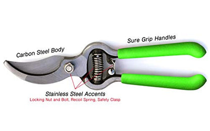 Garden Guru Classic Bypass Pruning Shears Clippers – Heavy Duty Forged Steel Garden Pruners – Safety Lock – Non Slip Comfort Grips – Cuts up to 1” – Professional Bypass Pruners for Gardening (4 Pack) - size: 4 Pack, style: Bypass Pruner