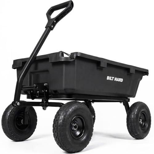 BILT HARD 900 lbs Poly Garden Dump Cart, 5 Cu.Ft Wheelbarrow Cart with 10" All Terrain Wheels & Quick-Release System, Heavy Duty Utility Wagon for Yard, Farm & Garden