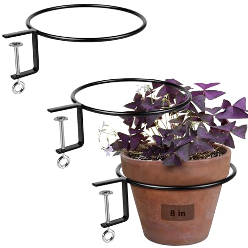 Chumia 3 Pack 8 Inch Railing Plant Holder Flower Pot Holder Ring - size: 8 Inch