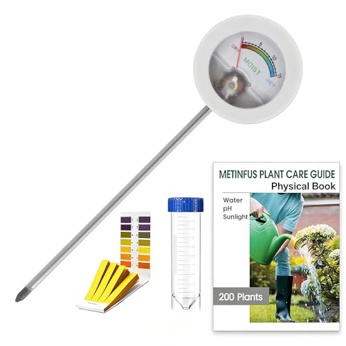 Soil Hygrometer Meter for Plants, Gardening Tool - Included 200+ Plants Care Guide, 80 pH Test Strips & Sample Tube, Soil Moisture Sensor for Indoor & Outdoor Use, No Battery Needed - color: Green
