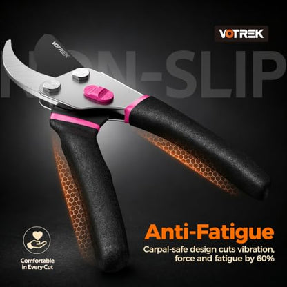Bypass Pruning Shears, 8.5" Jam-Proof Spring Clippers for branches - color: Rose Pink-new