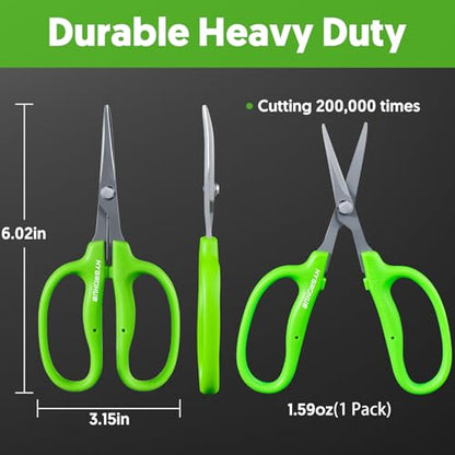 Garden Scissors, 2 PCS, Curved Blade, 6-in, Non-Stick Coated Steel, Sharp - style: Curved Blade