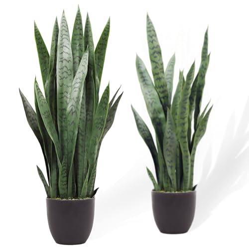 KOL 3FT 2-Pack Artificial Snake Plants, Fake Sansevieria Indoor Outdoor - size: 2 PCS