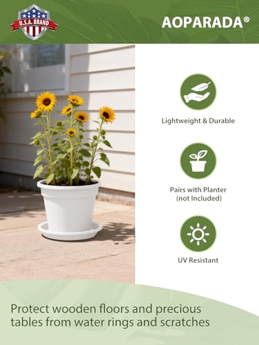 8‑Pack Tulip‑Design Plastic Plant Saucer Drip Tray, 5 Inch(White) - color: White, size: 5"(8Pack)