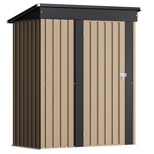 Devoko 5x3 FT Outdoor Storage Shed, Brown - color: Brown, size: 5x3 FT