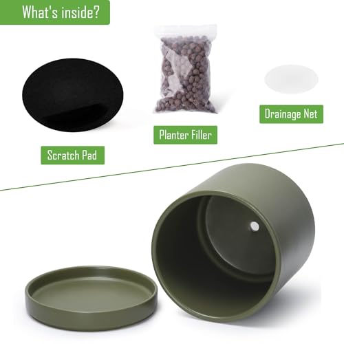 D'vine Dev 10 Inch Ceramic Planter Pot, Olive, 94-O-E-J - color: Olive, size: Large