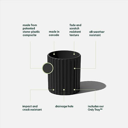 Veradek Demi Series Demi 6" Planter w/Tray - Black, 2 Pack - color: Black, size: 6 inch - 2 Pack
