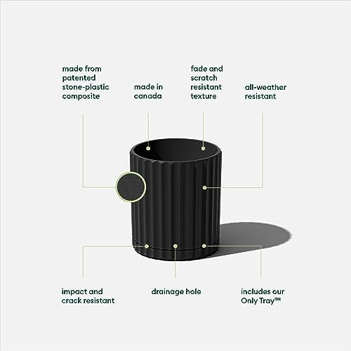Veradek Demi Series Demi 6" Planter w/Tray, Black - color: Black, size: 6 inch