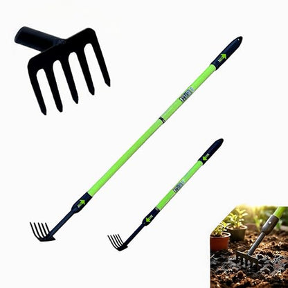 Telescopic Garden Rake, 27-40" Adjustable Hand Rake with 5 Metal Tines