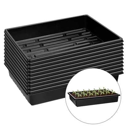 mwellewm 10 Pcs Seed Starter Tray Kit 1014 Seed Starting Trays Square Seedling Plant Tray Planting Sturdy Microgreens Growing Trays Reusable Germination Tray Indoors No Holes, 14x11x2.5In - size: 14.17" x 11" x 2.5" Trays-10Pcs