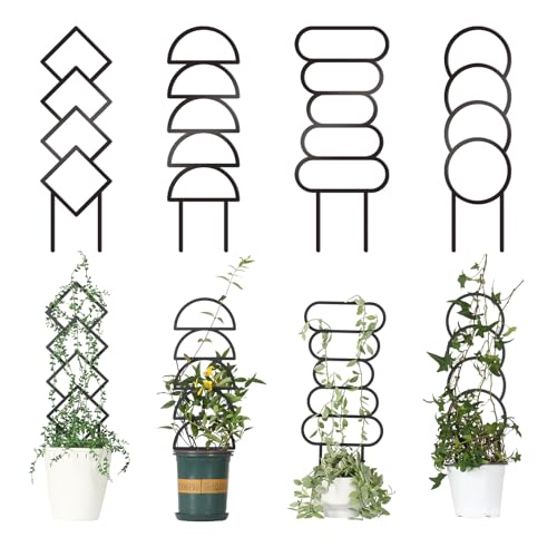 4 Pcs Plant Trellis Indoor Black Small Trellis for Potted Plants - style: Style 2