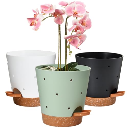 Orchid Pot, 6 Inch Orchid Pots with Holes, 3 Pack Self Watering Plant Pots - color: Multicolor