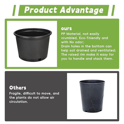 HOSTIC Short 2 Gallon Plastic Plant Container Gallon Pots with Drainage Holes Flexible Nursery Pot Suitable for Indoor Outdoor Vegetables Flowers Plants 10 PCS - size: Short 2 Gallon
