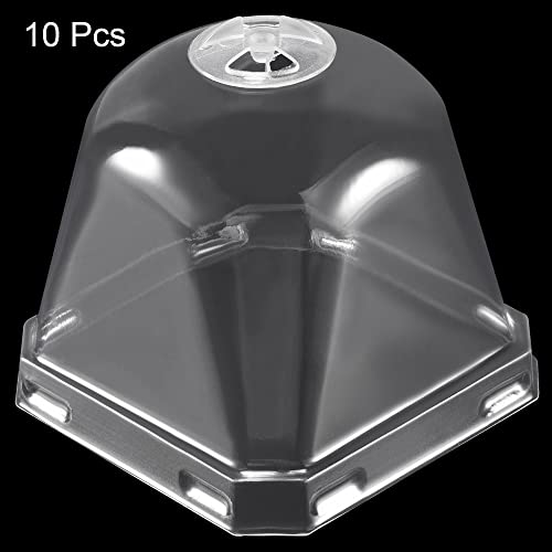 PATIKIL 2.7" Plant Humidity Dome, 10Pcs Square Plastic Garden Cloche Dome Plant Cover Reusable for Outdoor Frost Freeze Protection Mini Greenhouse, Clear 7cm x 7cm - size: 2.7"