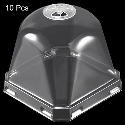 PATIKIL 2.7" Plant Humidity Dome, 10Pcs Square Plastic Garden Cloche Dome Plant Cover Reusable for Outdoor Frost Freeze Protection Mini Greenhouse, Clear 7cm x 7cm - size: 2.7"