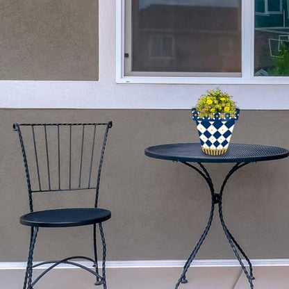 Briarwood Lane Everyday Planter 8.5" x 8.5" x 8.5" Blue and Gold Small Planter - color: Bg Checker, size: Small