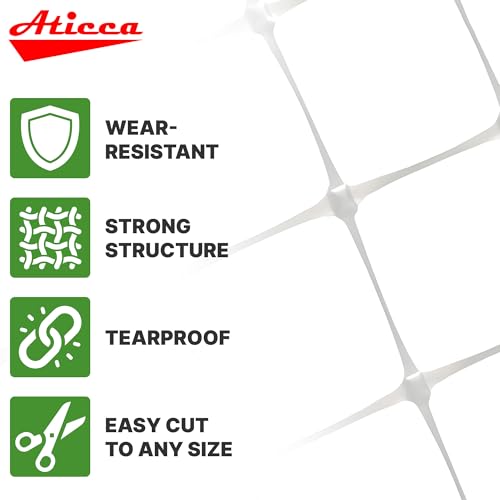 ATICCA 59 in x 328 FT Heavy Duty Plastic Trellis Netting 6-Inch Mesh, White - size: 59''x328ft Plastic Trellis Netting
