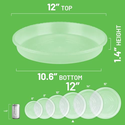 MUDEELA 6-Pack Plastic Plant Saucers Tray for Indoor, 12 Inches, Clear - size: 12" - 6 Pack