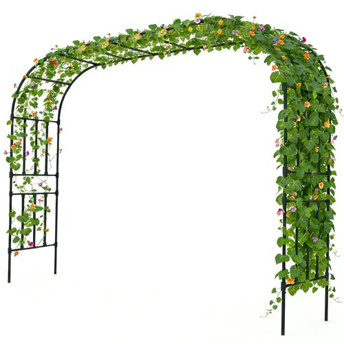 Twira Square Tube Garden Arch Trellis 10.5ft x 1.6ft x 8.2ft, Extra Tall Wide PE-Coated Metal Arbor for Climbing Plants Outdoor, Large Wedding Arch for Ceremony, Archway, Party, Lawn Decoration Black - color: 126" L x 19.7" W x 98.4" H - Black