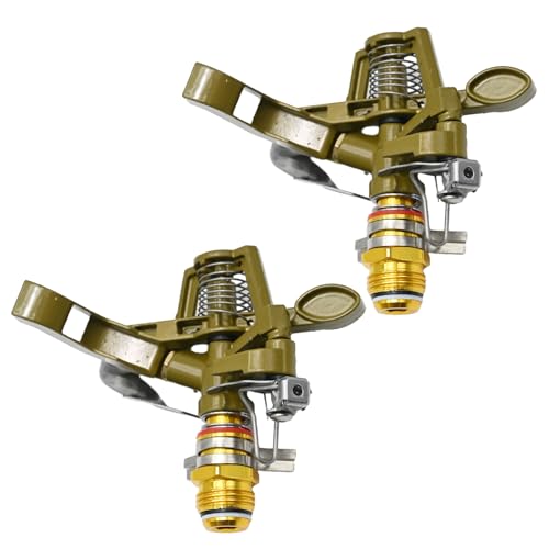 1/2 Inch Brass Impact Sprinkler with Nozzles Adjustable 0-360 Degree Coverage Pattern Heavy Duty Lawn Sprinkler Head for Yard Lawn Grass Patio Garden Irrigation (2Pcs) - size: 2Pcs
