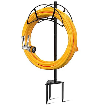 Suchek Metal Garden Hose Holder Stake, Freestanding, Heavy Duty Water Hose Stand, In Ground Hose Rack Organizer for Outside Yard (Black) - style: 3 Spikes-Black